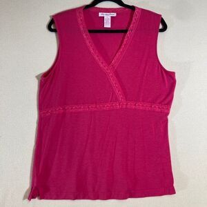 Lily Stanhope Tank Top Sz 1X‎ Pink Y2K Romantic Lacey Babydoll Cami